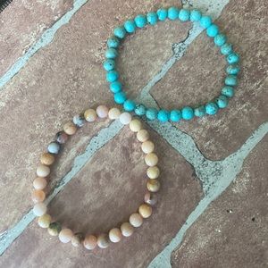 Semi-precious stone bracelets - rose / turquoise